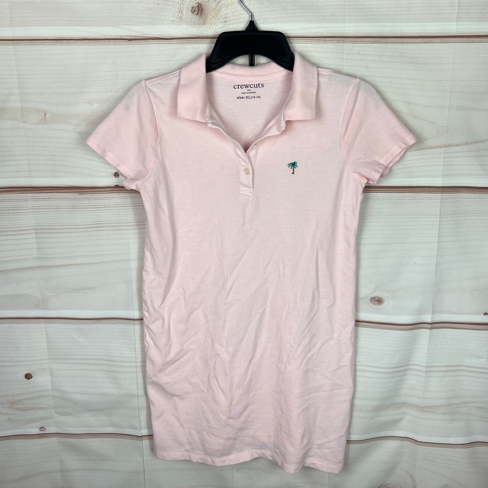 Crewcuts Dress Girls XL Pink Polo Short Sleeve Collar Shirt Pique Cotton Solid